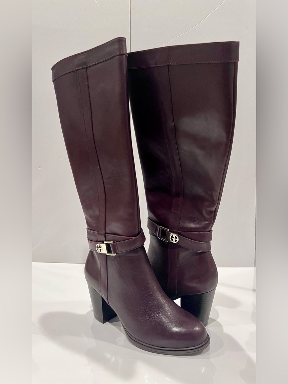 Gianni Bernini Women’s Tall Leather Riding Boots in Deep Burgundy/Brown